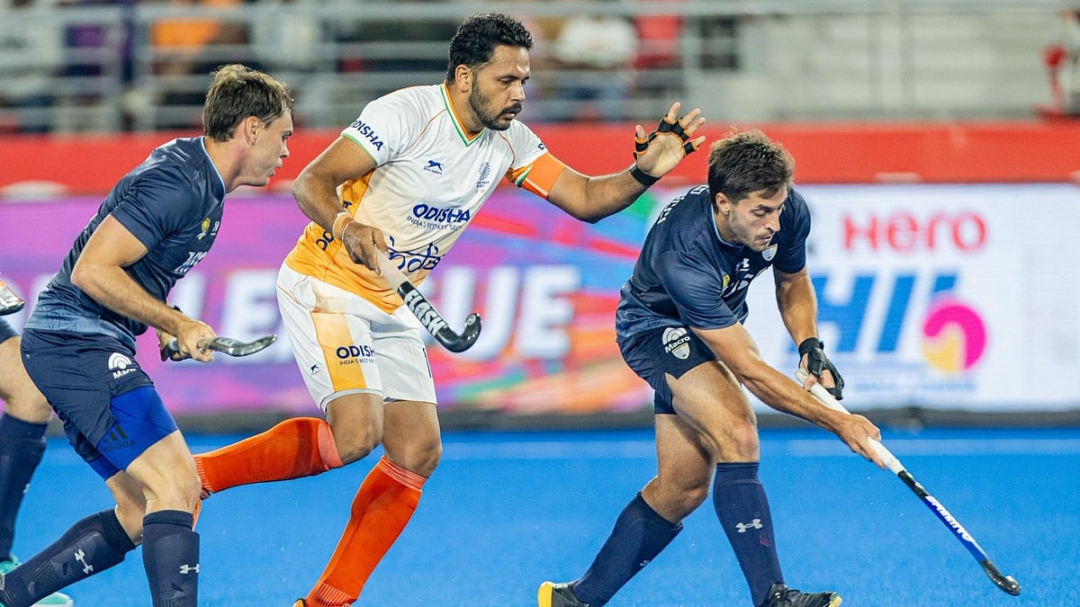 Photo: Hockey India : India captain Harmanpreet Singh in action in the FIH Pro League 2025-26 match against Argentina in Rourkela.