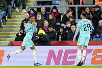 | Photo: Jordan Pettitt/PA via AP : Burnley's Jaidon Anthony celebrates after scoring their side's second goal of the game during their English Premier League soccer match against Crystal Palace in London.