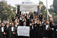 The Higher, The Lower: India's Entrenched Caste Hierarchy Feels Challenged By UGC Guidelines | Photo: IMAGO/ANI News : Advocates of Allahabad High Court stage a protest against UGC over new caste-based equality rules in colleges Prayagraj, Uttar Pradesh