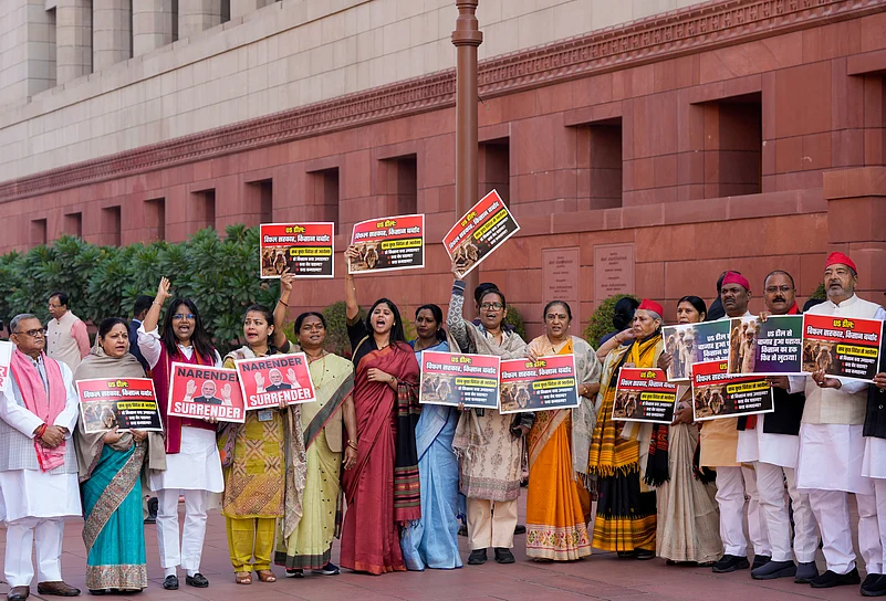 Protest over the India-US interim trade deal