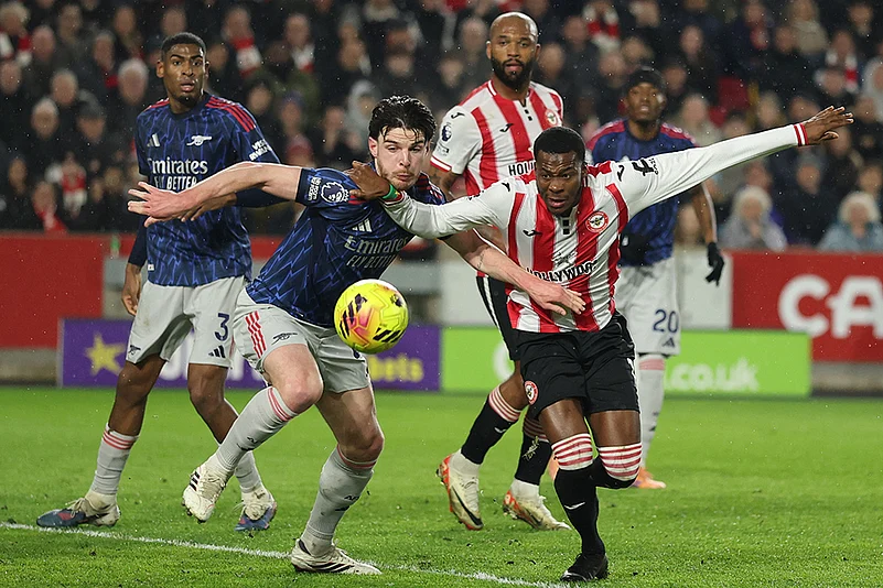 Brentford vs Arsenal Premier League soccer match-Declan Rice