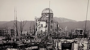 Panorama of Atomic Bomb Destruction Hiroshima Memorial Peace Museum Japan Asia Genbaku Dome. Created 07.28.24