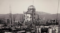 The True Legacy Of Hiroshima And Nagasaki Panorama of Atomic Bomb Destruction Hiroshima Memorial Peace Museum Japan Asia Genbaku Dome. Created 07.28.24