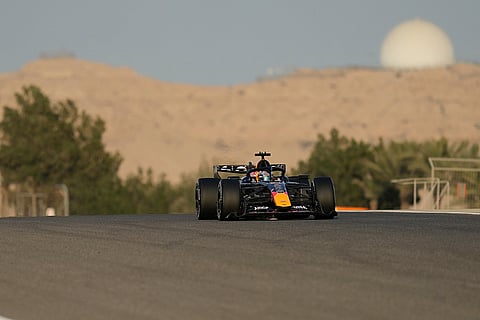 Red Bull driver Max Verstappen of the Netherlands steers his car during a Formula One pre-season test at the Bahrain International Circuit in Sakhir, Bahrain.