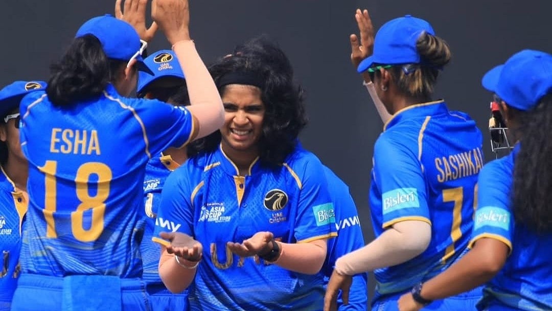 UAE Cricket/Instagram : UAE Women's team celebrating India's Anushka Sharma's wicket in Women's Asia Cup Rising Stars 2026 