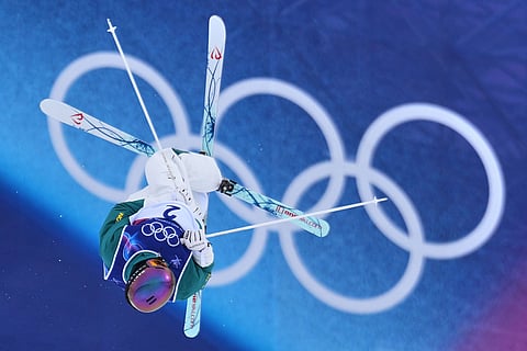 Australia's Matt Graham competes during the men's freestyle skiing moguls finals at the 2026 Winter Olympics, in Livigno, Italy.