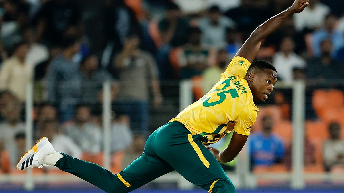 ProteasMenCSA/X : Kagiso Rabada in action in ICC T20 World Cup 2026, New Zealand vs South Africa Group D match at the Narendra Modi Stadium in Ahmedabad. 