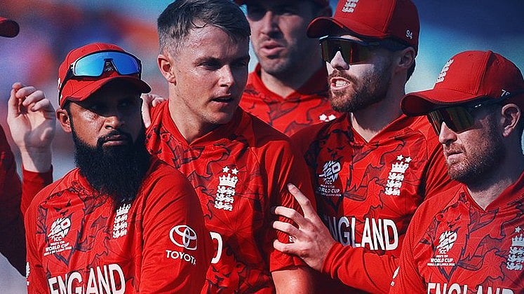 englandcricket/X : England cricketers celebrating wickets against Scotland in ICC T20 World Cup 2026 Group C clash at Eden Gardens. 