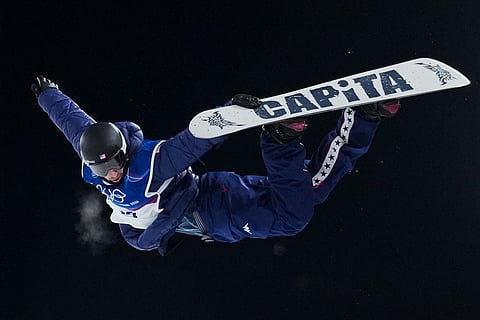United States' Chase Josey competes during the men's snowboarding halfpipe finals at the 2026 Winter Olympics, in Livigno, Italy.