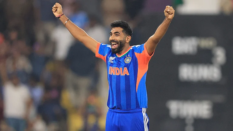 Jasprit Bumrah celebrating a wicket during India vs Pakistan ICC T20 World Cup 2026 Group A clash. - BCCI/X