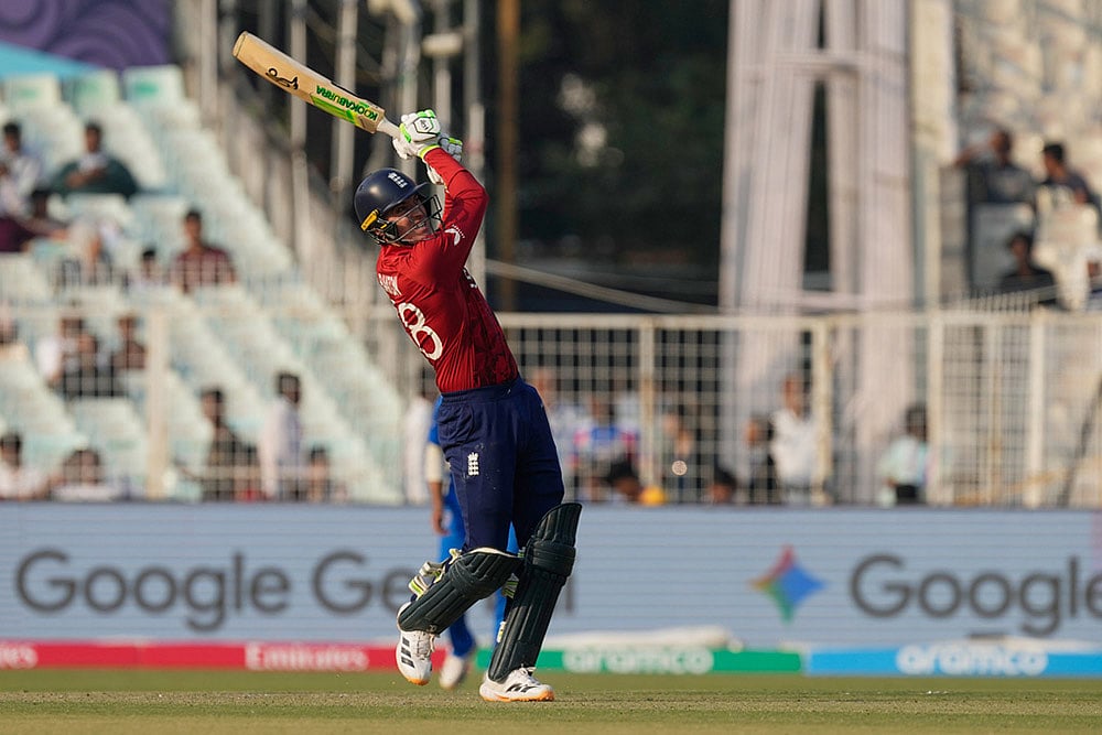 Englands Tom Banton hits a six