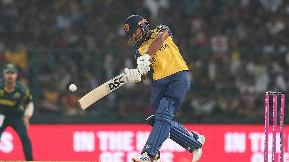 Photo: AP/Eranga Jayawardena : Sri Lanka's Pathum Nissanka plays a shot during the T20 World Cup cricket match between Sri Lanka and Australia in Pallekele, Sri Lanka.