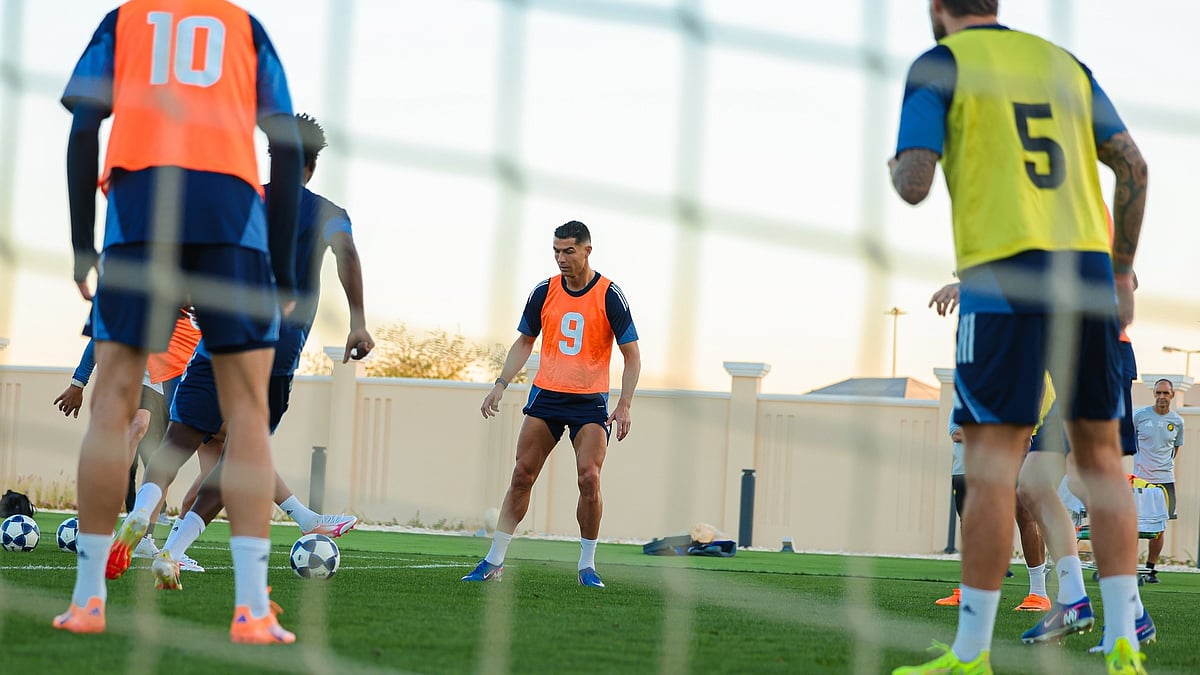 | Photo: X/AlNassrFC_EN : Al-Nassr's Cristiano Ronaldo in training ahead of the AFC Champions League Two match against Arkadag on February 18, 2026.
