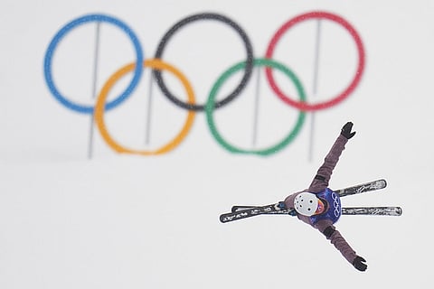 Germany's Emma Weiss practices before the women's freestyle skiing aerials qualifications at the 2026 Winter Olympics, in Livigno, Italy.
