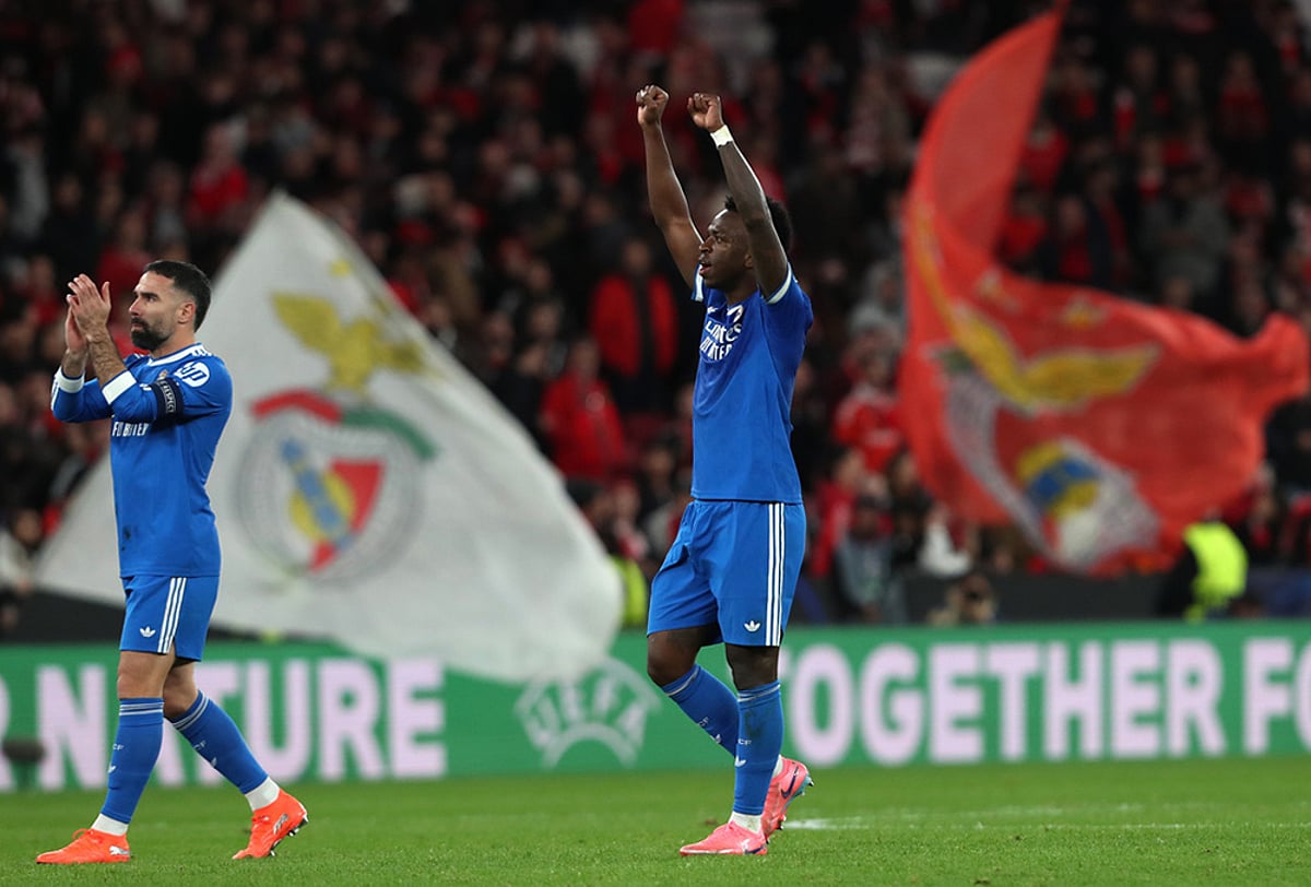 Benfica Vs Real Madrid UEFA Champions League Playoff-Real Madrid's Vinícius Júnior