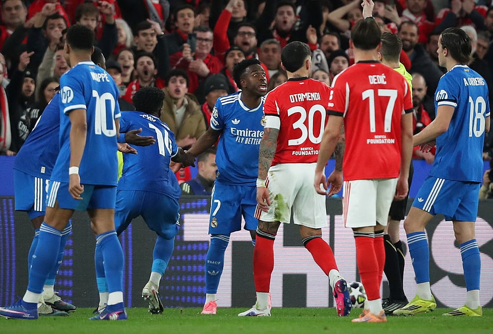 Benfica Vs Real Madrid UEFA Champions League Playoff-Real Madrids Vinícius Júnior