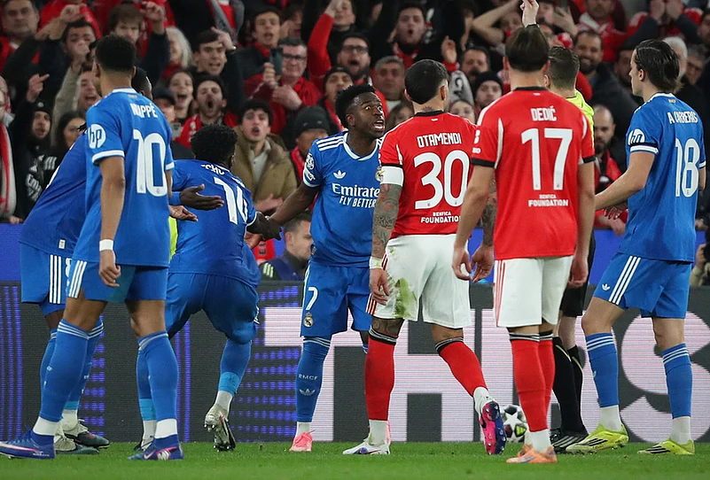 Benfica Vs Real Madrid UEFA Champions League Playoff-Real Madrids Vinícius Júnior