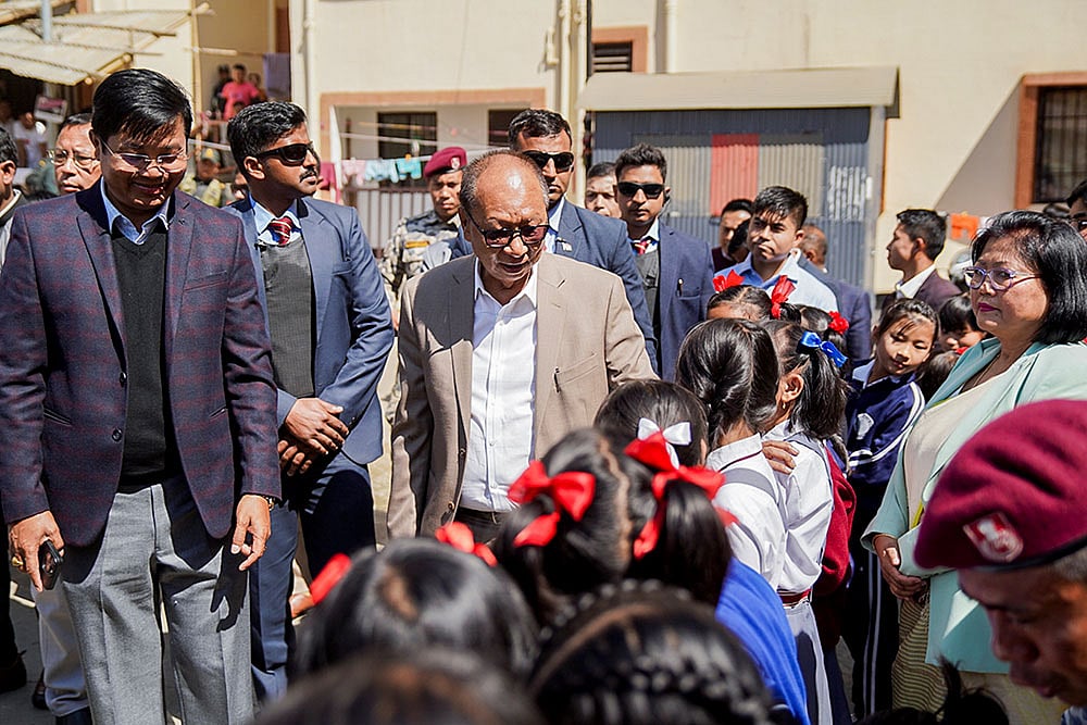 Yumnam Khemchand interacts with displaced children