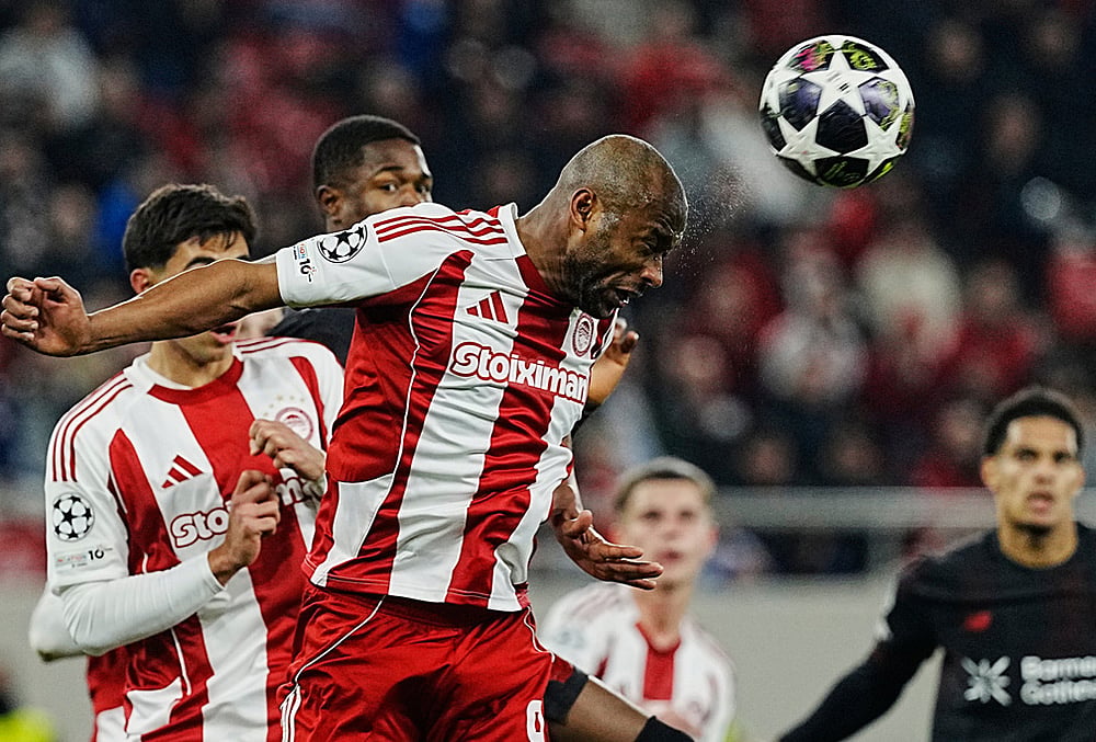 Olympiakos Vs Bayer Leverkusen Champions League play-off soccer-Ayoub El Kaabi