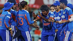 Indian women cricket team players celebrating after taking a wicket during a match - BCCIWomen/X