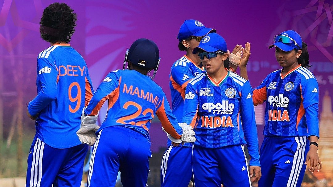 | Photo: X/ACCMedia1 : India A women's players celebrate during the ACC Women's Asia Cup Rising Stars match against Nepal on February 17, 2026.