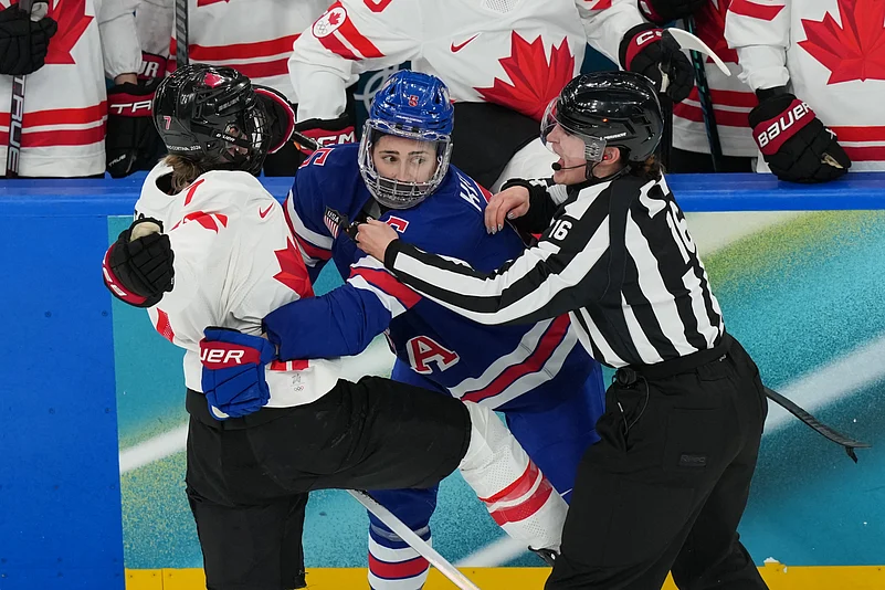 USA vs Canada Milan Cortina Olympic Games 2026 Womens Ice Hockey Final Megan Keller Fight AP Photo