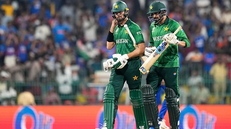 Pakistan's Shaheen Shah Afridi, left, and teammate Usman Tariq leave the field after Pakistan lost their T20 World Cup cricket against India in Colombo, Sri Lanka, Sunday, Feb. 15, 2026. - | Photo: AP/Eranga Jayawardena