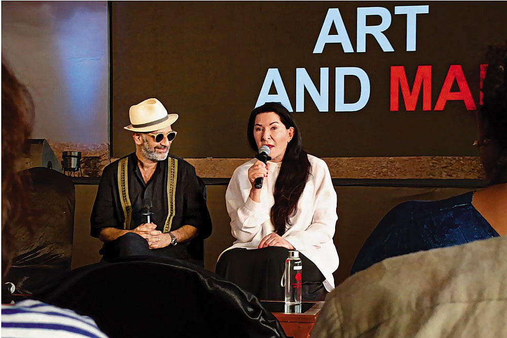 | Photos: Outlook  : Art and Artist: Marina Abramović with Kochi-Muziris Biennale curator Nikhil Chopra during a press interaction 
