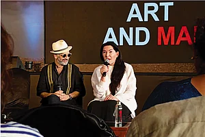 | Photos: Outlook : Art and Artist: Marina Abramović with Kochi-Muziris Biennale curator Nikhil Chopra during a press interaction