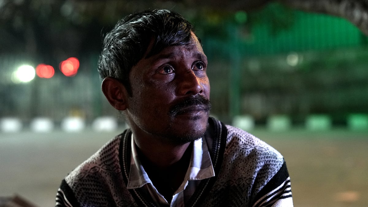 Tribhuvan Tiwari  : Gajram from Uttar Pradesh outside AIIMS Delhi