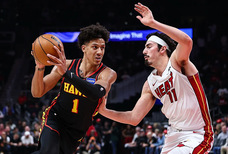 Atlanta Hawks Vs Miami Heat NBA basketball game-Jalen Johnson