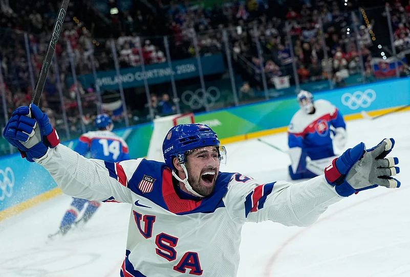 USA Vs Slovakia Men’s Ice Hockey Italy Milano Cortina 2026 winter games-Dylan Larkin