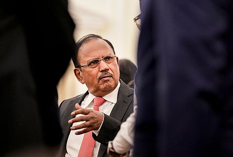 National Security Advisor Ajit Doval during a joint press meet of Prime Minister Narendra Modi and Brazilian President Luiz Inacio Lula da Silva, at the Hyderabad House, in New Delhi.