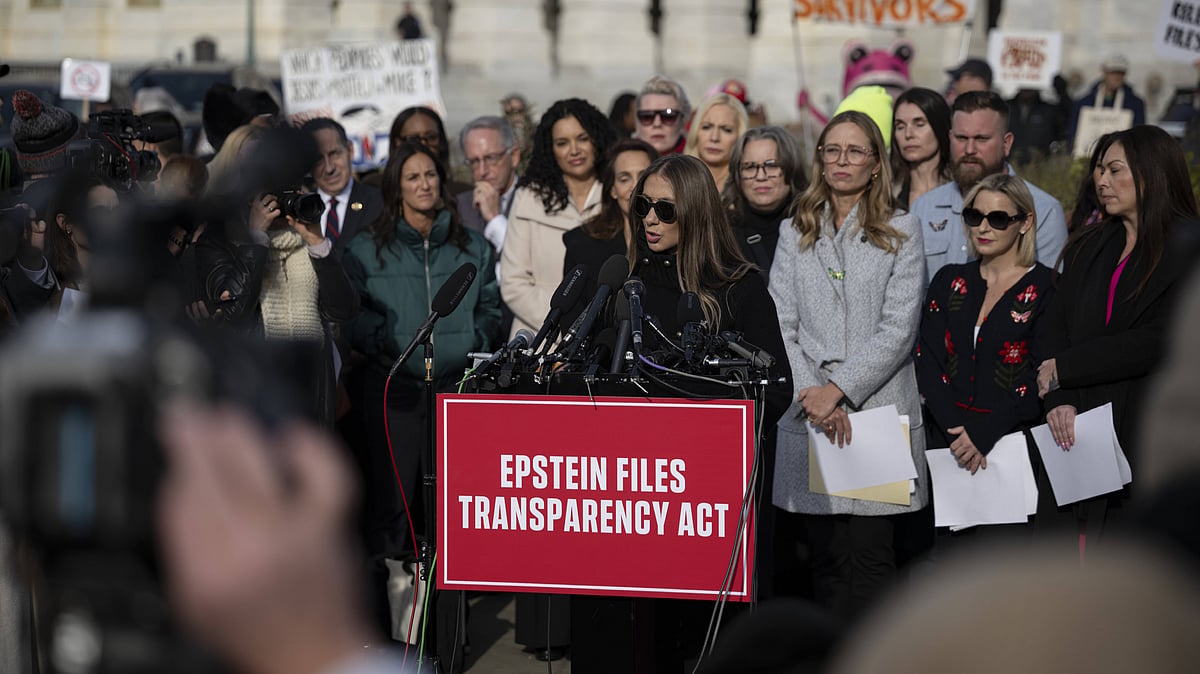 A press conference on the Epstein Files Transparency Act at the US Capitol WASHINGTON DC, UNITED STATES - NOVEMBER 18: Epstein abuse survivor Marina Lacerda speaks during the press conference on the Epstein Files Transparency Act at the US Capitol in Washington, DC, on November 18, 2025. Celal Gunes / Anadolu Washington United States. - Credit: IMAGO / Anadolu Agency