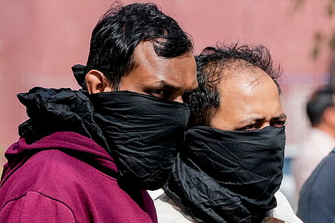 Suspects who were nabbed for allegedly plotting a major terror conspiracy at the behest of Pakistan's ISI and Bangladesh-based extremist organisations, according to police sources, in New Delhi, Sunday, Feb. 22, 2026. Eight suspects have been nabbed so far. ()(PTI02_22_2026_000076B)