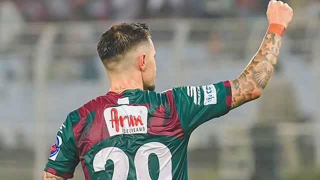 | Photo: Instagram/indiansuperleague : Mohun Bagan's Jamie Maclaren celebrates after scoring during the Indian Super League match against Chennaiyin FC on February 23, 2026.