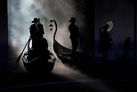 Artists perform during the closing ceremony of the 2026 Winter Olympics, in Verona, Italy.
