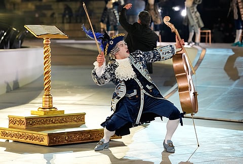 Performers participate in the closing ceremony of the 2026 Winter Olympics, in Verona, Italy.