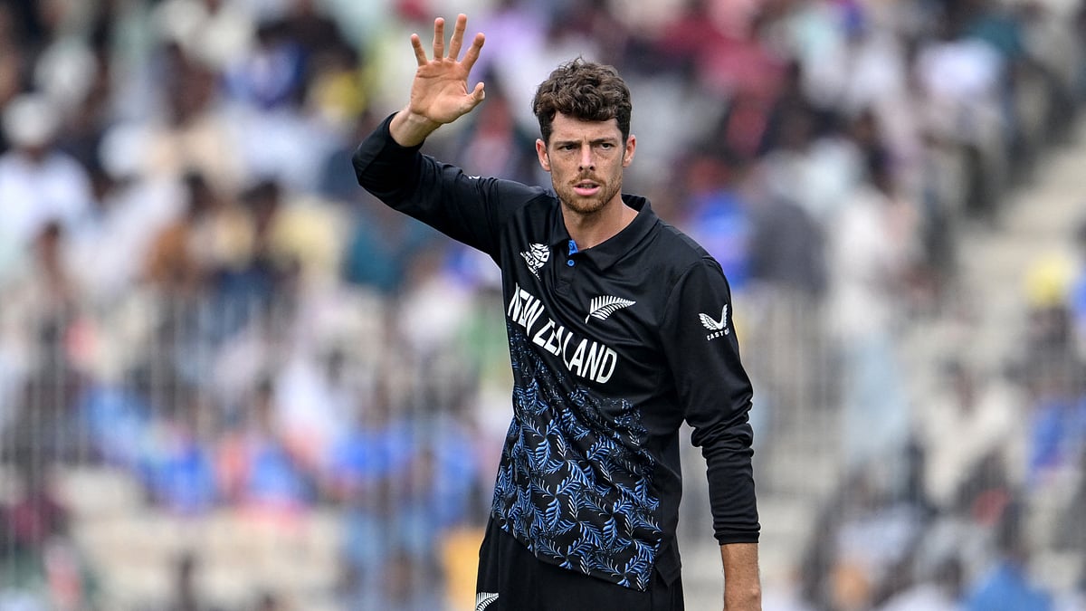 New Zealand skipper Mitchell Santner in action during the group stage