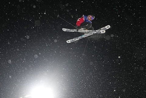 Austria's Matej Svancer competes during the men's freestyle skiing big air finals at the 2026 Winter Olympics, in Livigno, Italy, Tuesday, Feb. 17, 2026. 
