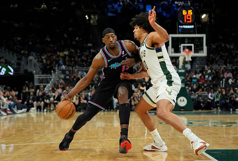 Milwaukee Bucks Vs Miami Heat NBA basketball game-Bam Adebayo