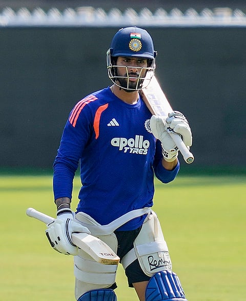 India's Tilak Varma during a training session ahead of the ICC Men's T20 World Cup 2026 cricket match between India and Zimbabwe, at MA Chidambaram Stadium, in Chennai.