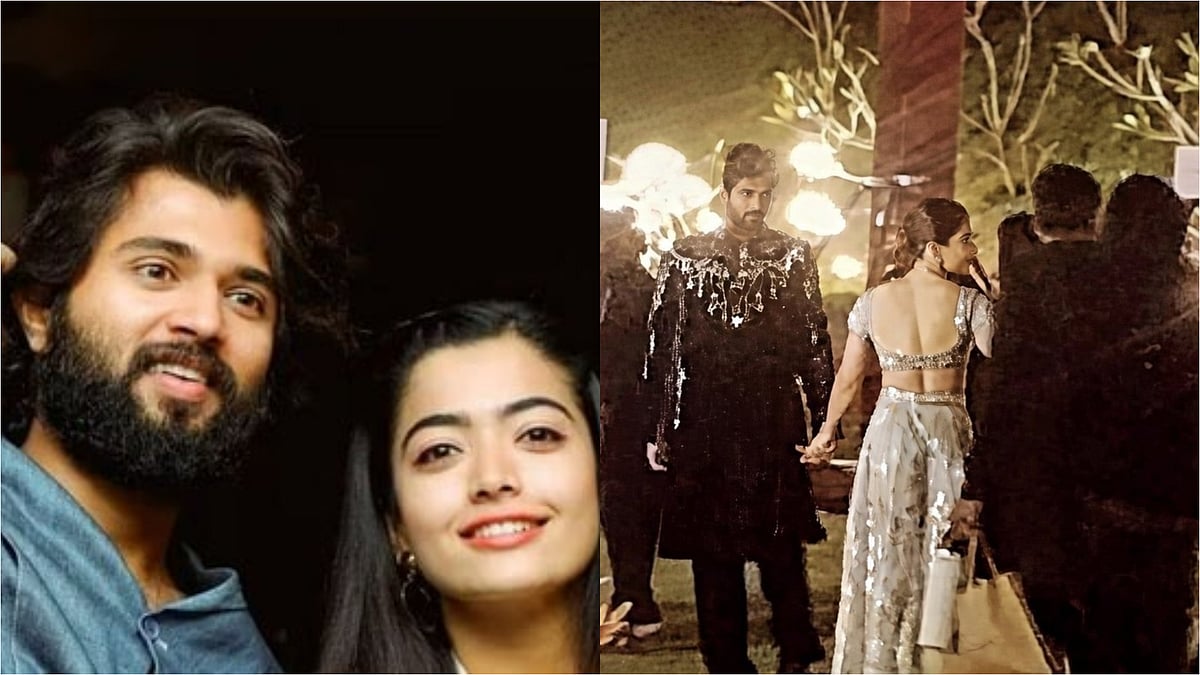 Left pic- X/umashankar82721) : Rashmika Mandanna-Vijay Deverakonda's sangeet