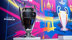 The Champions League trophy is displayed in Switzerland, Friday, Febr. 27, 2026. - | Photo: AP/MARTIAL TREZZINI