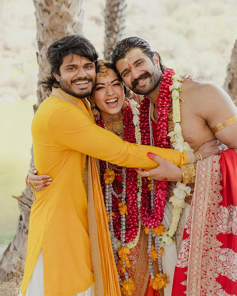 Anand Deverakonda with Actors Rashmika Mandanna and Vijay Deverakonda
