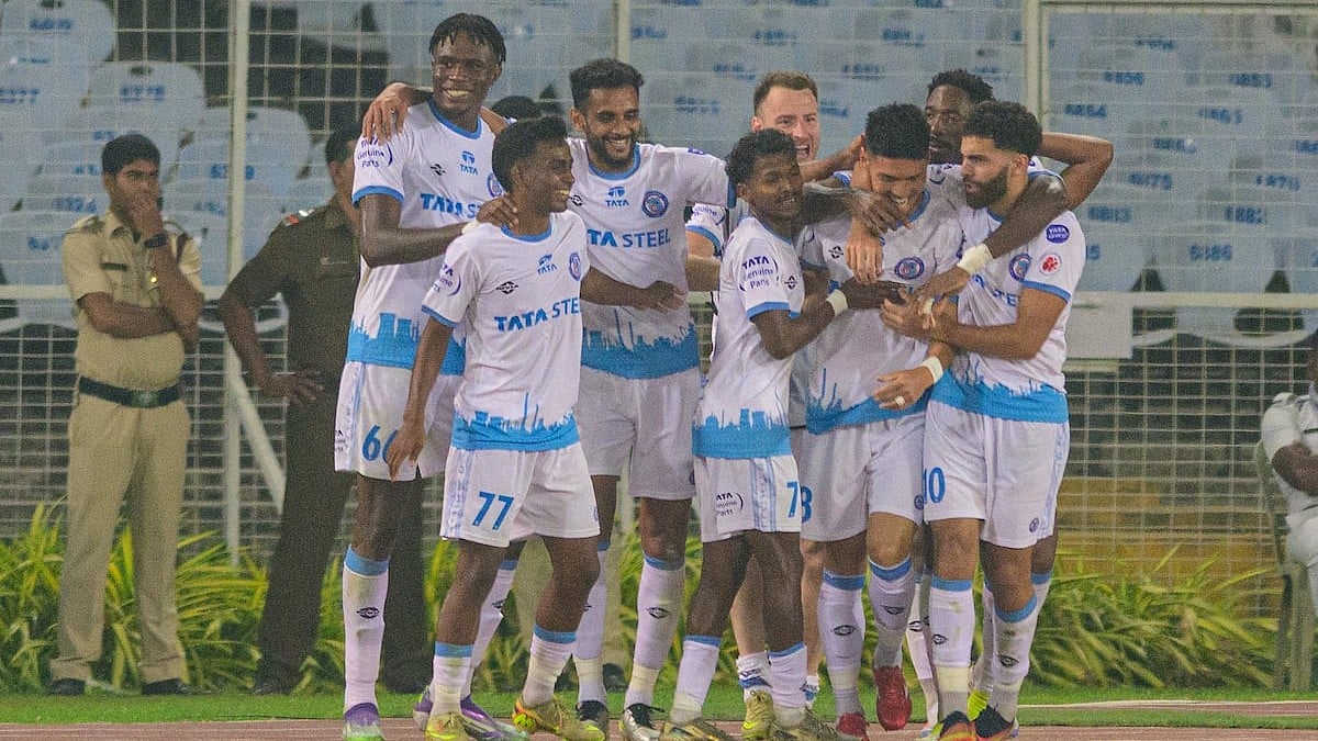 | Photo: AIFF : Jamshedpur FC players celebrate after scoring during the Indian Super League match against East Bengal on February 27, 2026.