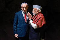 Passing The Watermelon: Questions Over Timing Of Modi's Israel Visit | Photo: AP : Special Strategic Partnership: Prime Minister Narendra Modi with Israel’s Prime Minister Benjamin Netanyahu at the Hall of Remembrance in Jerusalem on February 26, 2026