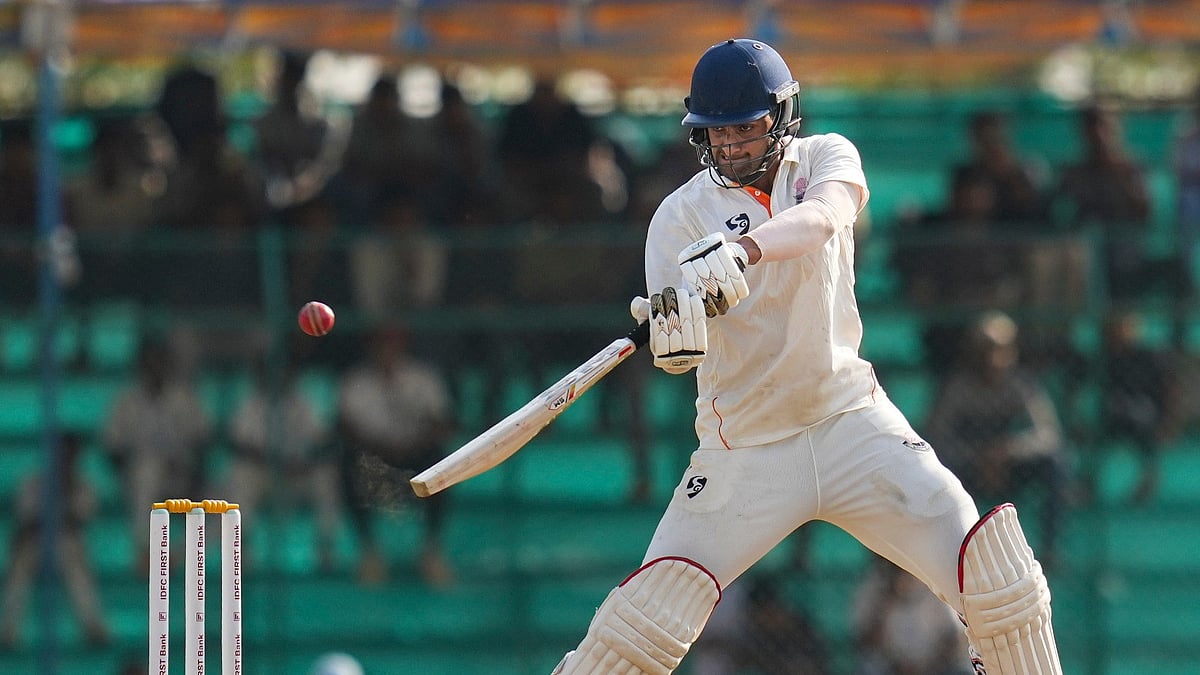 (PTI Photo/Shailendra Bhojak) : Hubballi: Jammu and Kashmir's Qamran Iqbal plays a shot on day four of the Ranji Trophy 2025-26 final cricket match between Karnataka and Jammu and Kashmir, at KSCA Cricket Stadium, in Hubballi, Dharwad district, Friday, Feb. 27, 2026.