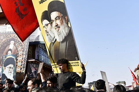 People protest against the alleged killing of Iranian Supreme Leader Ayatollah Ali Khamenei in a reported US-Israel strike, in Srinagar
