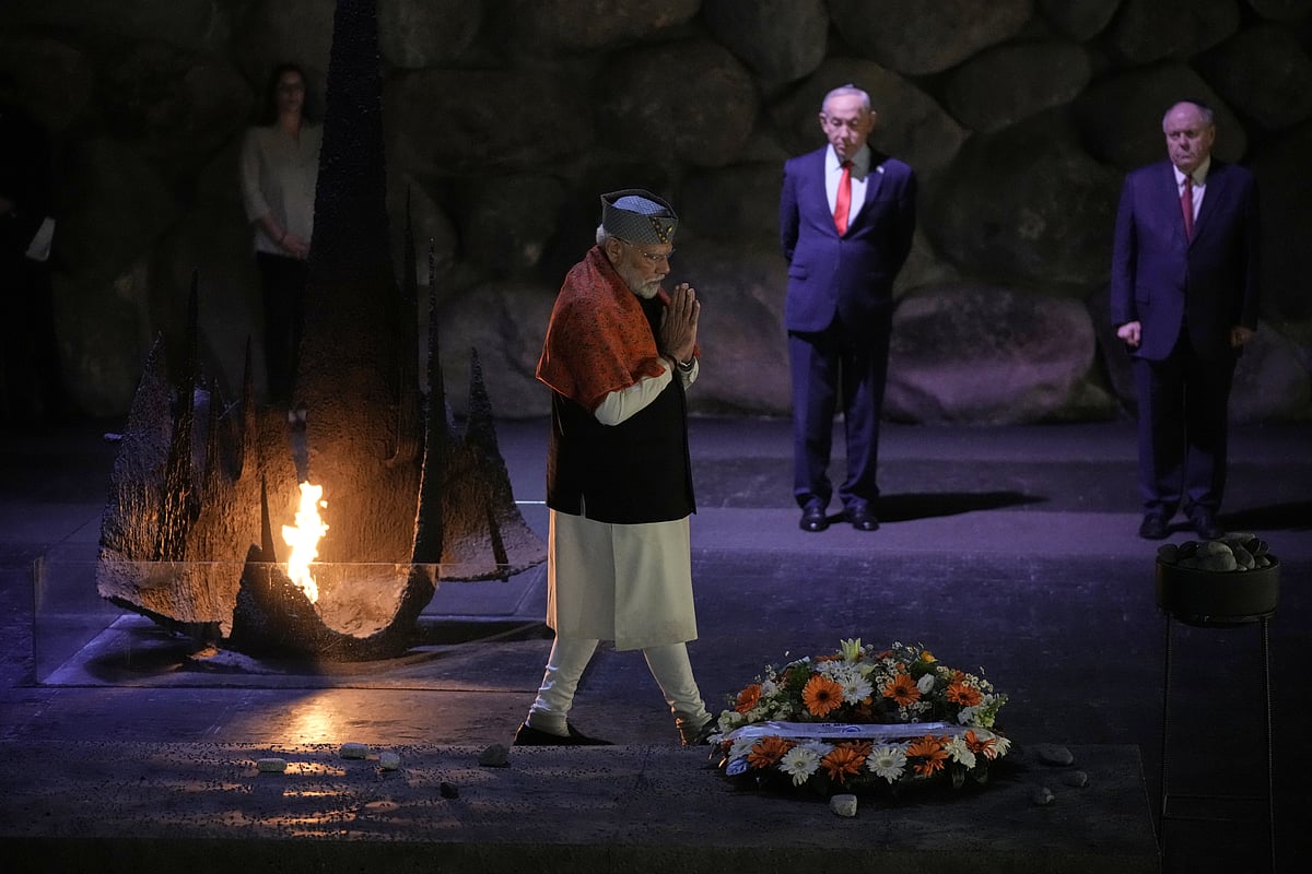 Leo Correa : India's Prime Minister Narendra Modi lays a wreath and a rock at the Hall of Remembrance during his visit to the Yad Vashem Holocaust Memorial Museum in Jerusalem, Thursday, Feb. 26, 2026. 